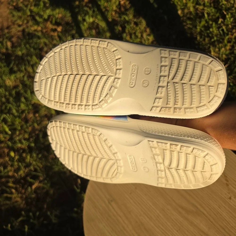 Crocs Classic Slide Tie Dye White Multi Color Sandals Mens 11 Women 13